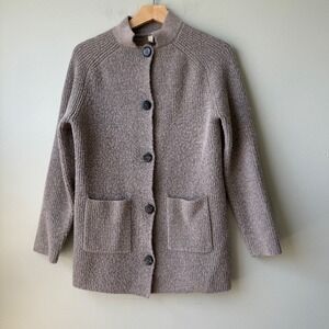 Moth Anthropologie Button Front Cardigan Sweater Ribbed Knit Neutral Tunic Small